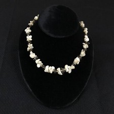 Fred Harvey VTG Mother of Pearl Shell Smoky Quartz Chip Nugget Bead Choker 16