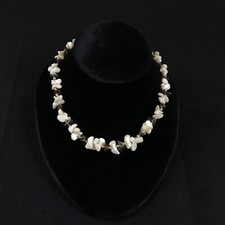 Fred Harvey VTG Mother of Pearl Shell Smoky Quartz Chip Nugget Bead Choker 16