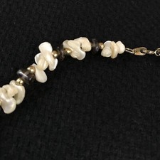 Fred Harvey VTG Mother of Pearl Shell Smoky Quartz Chip Nugget Bead Choker 16