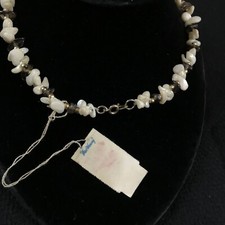 Fred Harvey VTG Mother of Pearl Shell Smoky Quartz Chip Nugget Bead Choker 16