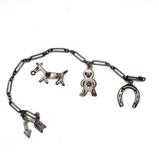 Fred Harvey Era Sterling 925 4 Charms Horse & Others Bracelet Chain Needs Repair