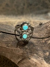 VINTAGE-NATIVE AMERICAN RING-TURQUOISE & STERLING-FRED HARVEY-RT 66-SIZE 4.5+VG - Additional view 4