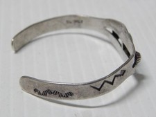 VINTAGE FREDHARVEY c1930+ NAVAJO INDIAN INGOT STERLING SILVER TURQUOISE BRACELET - Additional view 4