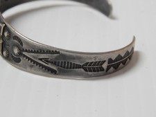 VINTAGE NAVAJO INDIAN 1930s FRED HARVEY INGOT STERLING SILVER TURQUOISE BRACELET - Additional view 1