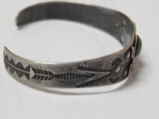 VINTAGE NAVAJO INDIAN 1930s FRED HARVEY INGOT STERLING SILVER TURQUOISE BRACELET - Additional view 3