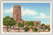 Postcard Fred Harvey Watchtower at Desert View Grand Canyon Arizona AZ Linen