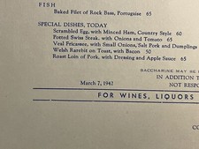 GRAND CANYON Fred Harvey Luncheon Menu March 7th 1942 AID TO INSIGNIA MARINES - Additional view 4