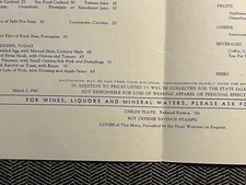 GRAND CANYON Fred Harvey Luncheon Menu March 7th 1942 AID TO INSIGNIA MARINES - Additional view 5