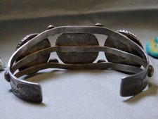 Fred Harvey Era NAVAJO Green TURQUOISE Stamped Coin Silver 40g Cuff Bracelet - Additional view 12