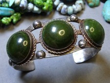 Fred Harvey Era NAVAJO Green TURQUOISE Stamped Coin Silver 40g Cuff Bracelet - Additional view 15