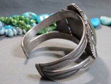60g Fred Harvey Era NAVAJO Natural CERRILLOS TURQUOISE Coin Silver Cuff Bracelet - Additional view 8