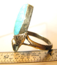 VINTAGE FRED HARVEY ERA Navajo Sterling Silver Turquoise RING (read)