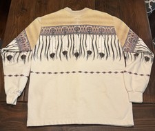 Mens FRED HARVEY Trading Company Native Feathers Button Down Sweatshirt L USA - Additional view 1