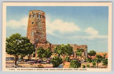 Postcard Fred Harvey Watchtower at Desert View Grand Canyon Arizona AZ Linen