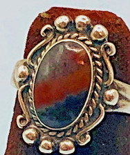 Vtg BELL TRADING POST Fred Harvey Era Sterling Silver Ring w. Brown Stone Sz 5