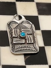 Old pawn Fred Harvey era sterling turquoise dogtag whirling 110725gGFZEE