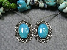 Fred Harvey NAVAJO Natural BLUE GEM TURQUOISE Sterling Silver 1.3
