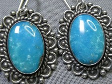 Fred Harvey NAVAJO Natural BLUE GEM TURQUOISE Sterling Silver 1.3