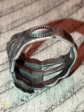 Old pawn Fred Harvey era sterling turquoise thunderbird s7.25 ring 110725aCDZIE - Additional view 3