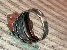 Old pawn Fred Harvey era sterling turquoise thunderbird s7.25 ring 110725aCDZIE - Additional view 4