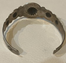 Fred Harvey Era Navajo Native Sterling Silver Concho Stamped Cuff Bracelet - Additional view 4