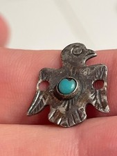 Old pawn Fred Harvey era sterling turquoise thunderbird charm 111525aADZD - Additional view 1