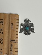 Old pawn Fred Harvey era sterling turquoise thunderbird charm 111525aADZD - Additional view 3