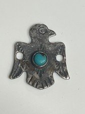 Old pawn Fred Harvey era sterling turquoise thunderbird charm 111525aADZD
