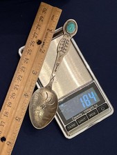 Old pawn Fred Harvey era sterling silver turquoise tea spoon 110225dEEZAE - Additional view 5