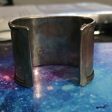 Fred Harvey Vintage Cuff Tribal Ethnic Green Stone Bracelet Bohemian - Additional view 2