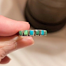 LOT OF 3 VERY NICE FRED HARVEY ERA TURQUOISE SNAKE EYE COIN/STERLING RINGS - Additional view 1