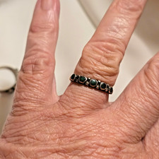 LOT OF 3 VERY NICE FRED HARVEY ERA TURQUOISE SNAKE EYE COIN/STERLING RINGS - Additional view 3