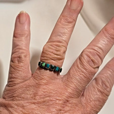 LOT OF 3 VERY NICE FRED HARVEY ERA TURQUOISE SNAKE EYE COIN/STERLING RINGS - Additional view 4