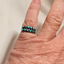 LOT OF 3 VERY NICE FRED HARVEY ERA TURQUOISE SNAKE EYE COIN/STERLING RINGS - Additional view 5