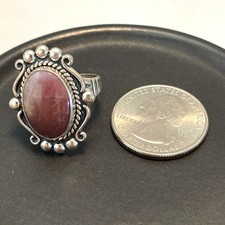 Sterling Silver Southwest Ring Signed Jasper Brown Cabochon Fred Harvey Sz 7 VTG - Additional view 5
