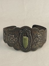 Native American Bracelet Sterling Fred Harvey Style Cuff 38.0 Grams Chipped - Additional view 1