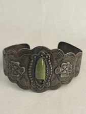 Native American Bracelet Sterling Fred Harvey Style Cuff 38.0 Grams Chipped