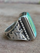 Vtg Fred Harvey Thunderbird Ring Turquoise Sterling 9.5 Navajo Bell Trading Post - Additional view 6