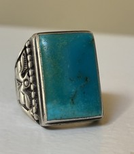 Vtg Fred Harvey Thunderbird Ring Turquoise Sterling 9.5 Navajo Bell Trading Post