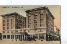 Colonial Hotel, Springfield, Mo. Missouri Fred Harvey Postcard #730. Hand-color