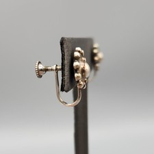 NOS Dainty Fred Harvey Era Sterling Silver Beaded Dome Screw Back Earrings 3.5g - Additional view 6