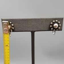 NOS Dainty Fred Harvey Era Sterling Silver Beaded Dome Screw Back Earrings 3.5g - Additional view 7