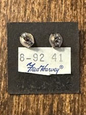 925 Silver Navajo Fred Harvey Navajo  Zuni Turquoise & Mother of Pearl Earrings - Additional view 1