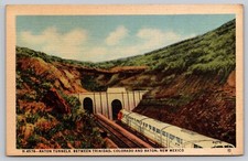 Santa Fe Railroad Raton Tunnels Fred Harvey Vintage Linen  UNP  Postcard