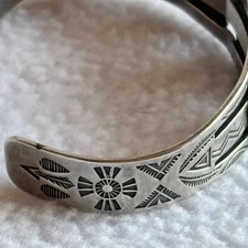 Vintage Fred Harvey Era Southwest Turquoise Silver Cuff Bracelet - Additional view 6