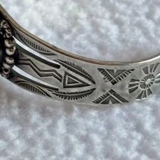 Vintage Fred Harvey Era Southwest Turquoise Silver Cuff Bracelet - Additional view 7