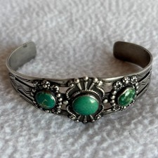Vintage Fred Harvey Era Southwest Turquoise Silver Cuff Bracelet - Additional view 10