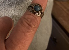 Fred Harvey Inspired Metal And Turquoise Bracelet And Ring - Additional view 3