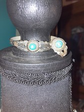 Fred Harvey Inspired Metal And Turquoise Bracelet And Ring