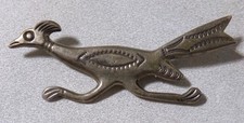 Old Pawn Fred Harvey Era Native American Silver Roadrunner Pin
